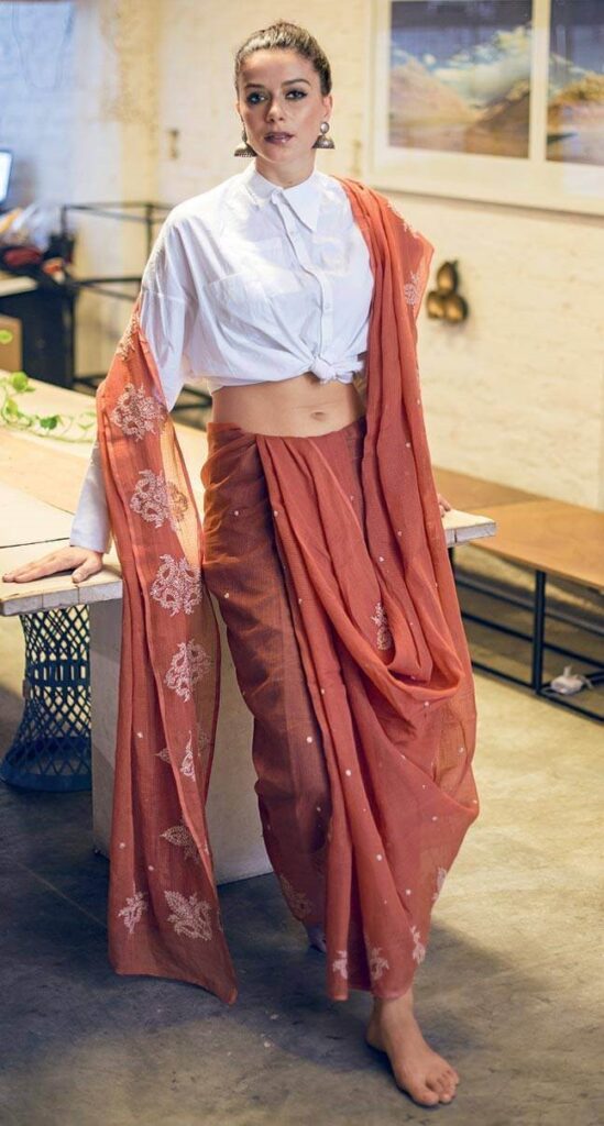 Dhoti style Saree with Shirt