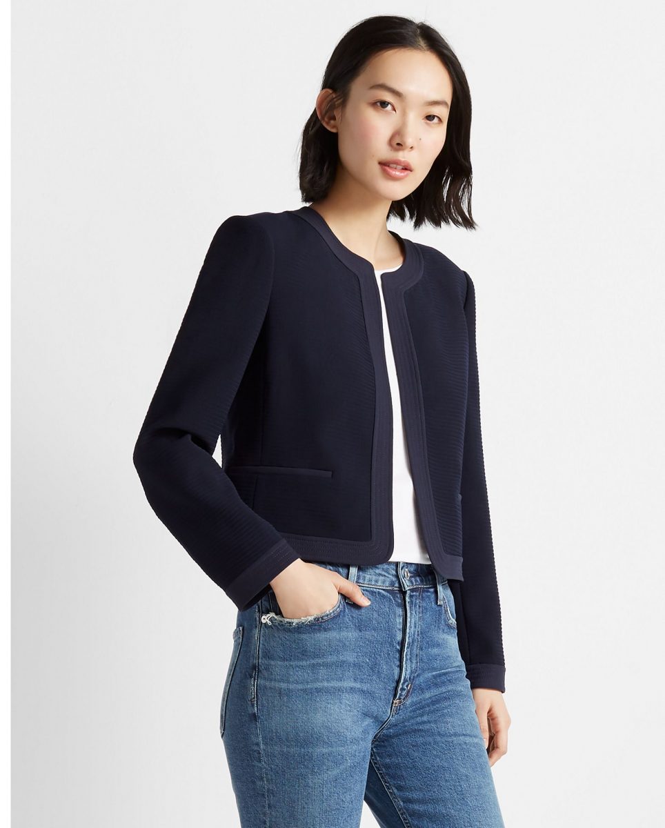 Collarless jacket