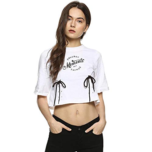 Women Drawstring White Top