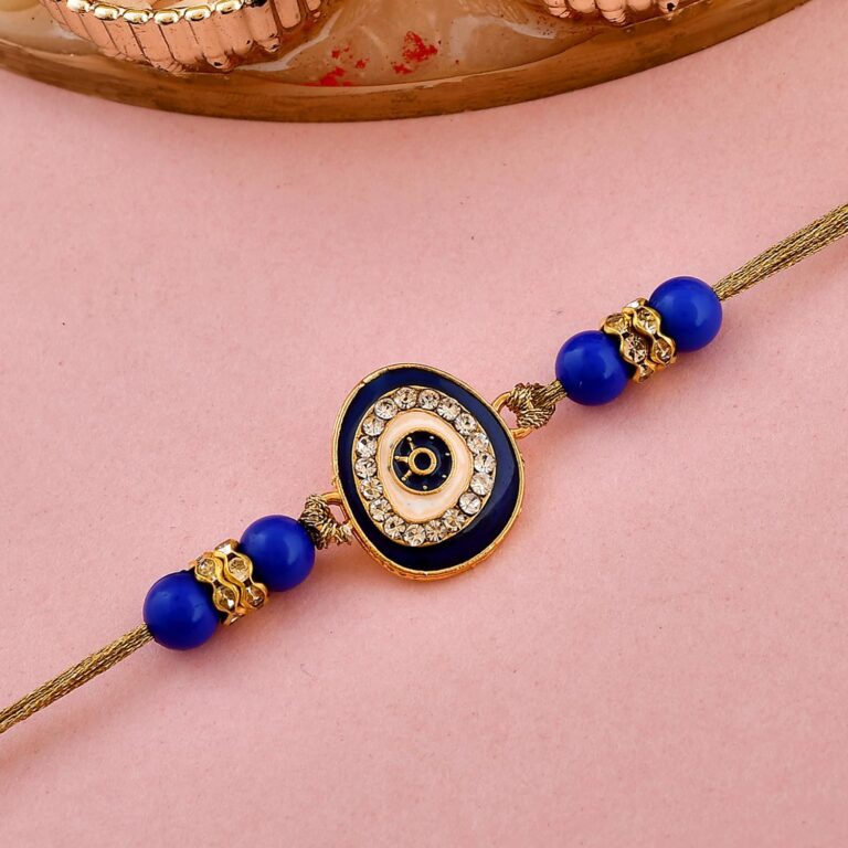ACCESSHER Evil Eye Rakhi Set For Brother - Delicate Single Thread Bracelet With Roli, Kumkum & Greeting Card - View #10