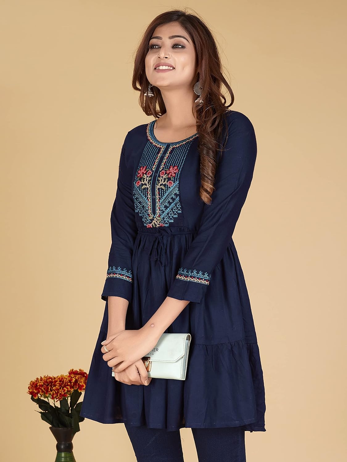 Short Kurti with Embroidery Lace Border