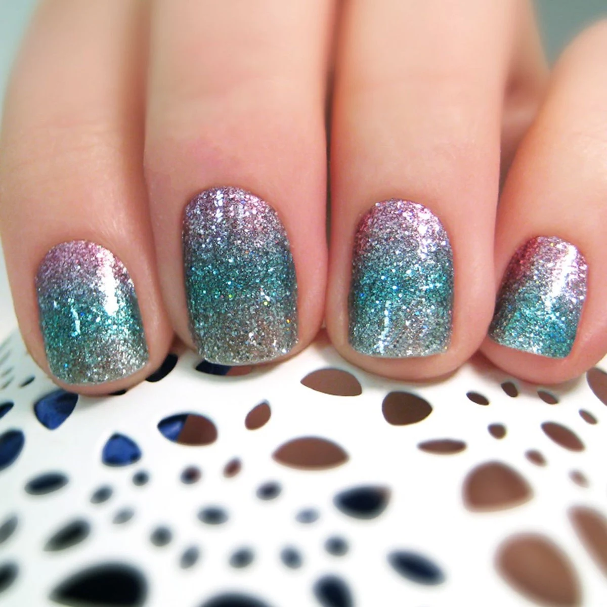 Holi Glitter Gradient Nails