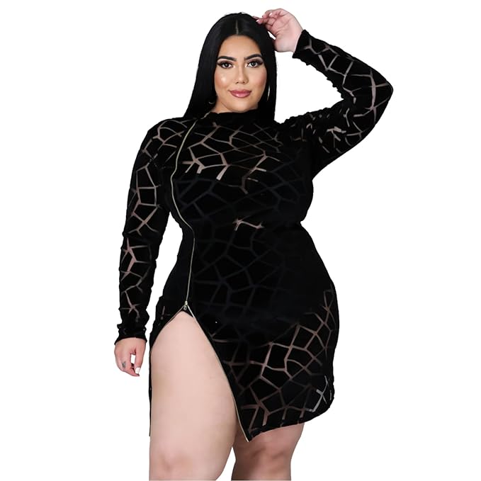 Ranfare Women's Sexy Plus Size Club Bodycon Midi Dress