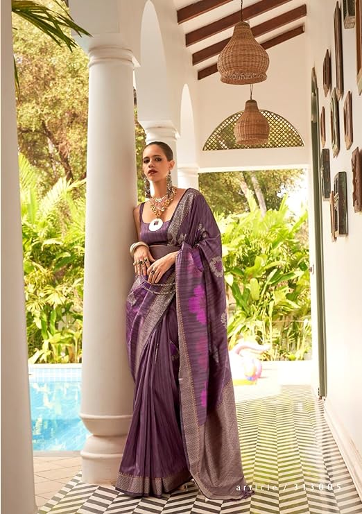 perfect purple wedding ceremony saree