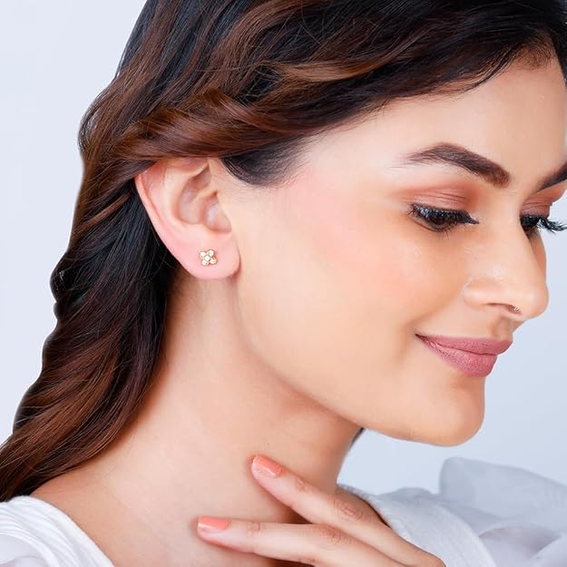 GIVA 14K Yellow Gold Floral Dream Diamond Earrings