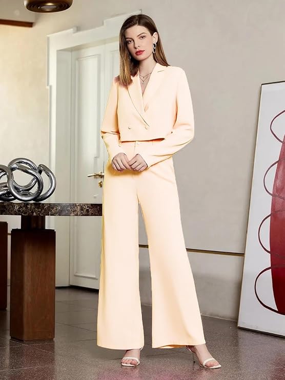 KOTTY Women's Solid Relaxed Fit Full Sleeve Co-ord Blazer and Trouser Set