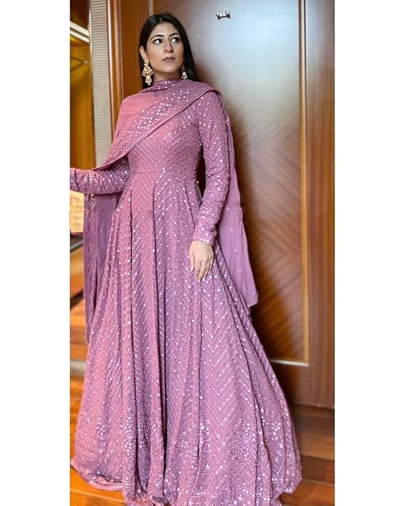 Embroidery Georgette Maxi Dress Ethnic Wear