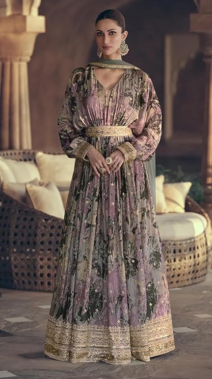 Woman's Georgette Wedding Gown Multicolour