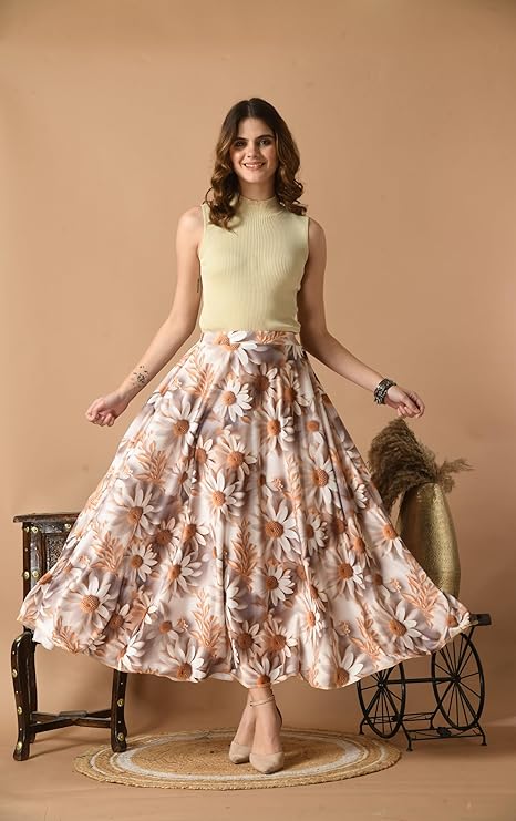 Lehanga Style Full Flared Printed Long Skirts