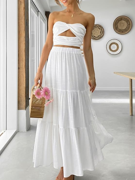 Ruffle Hem Long Skirt