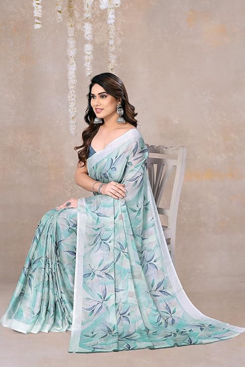 Women's Chiffon Floral Printed Saree