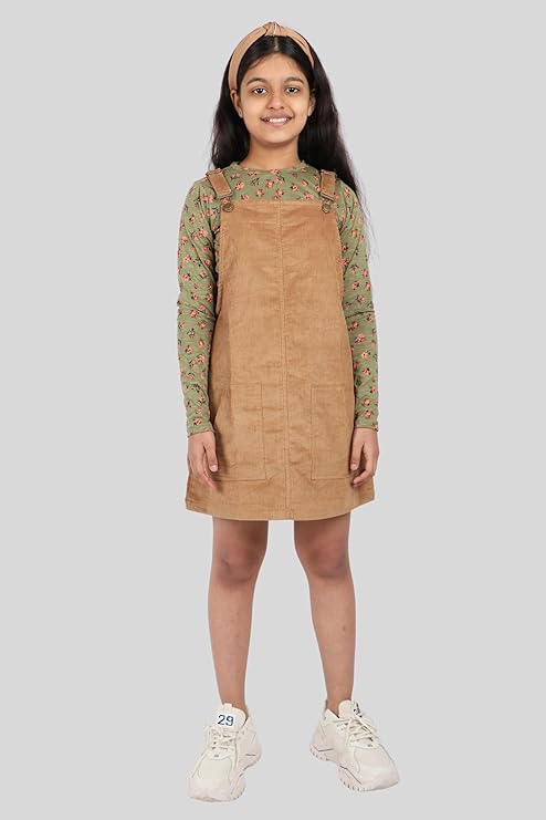 Dungaree Set with Full Sleeves Top