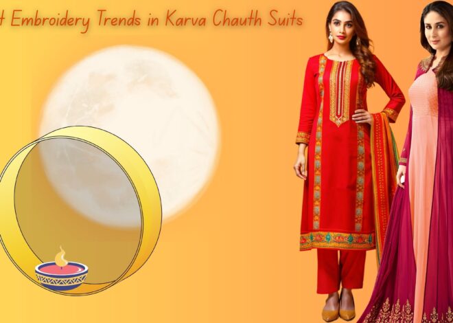 Mirror Work to Zari: Decoding the Hottest Embroidery Trends in Karva Chauth Suits