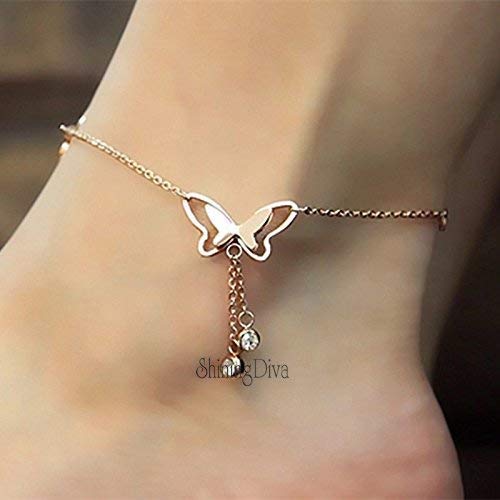 Fashion Italian Designer Rose Gold Plated Butterfly Anklet