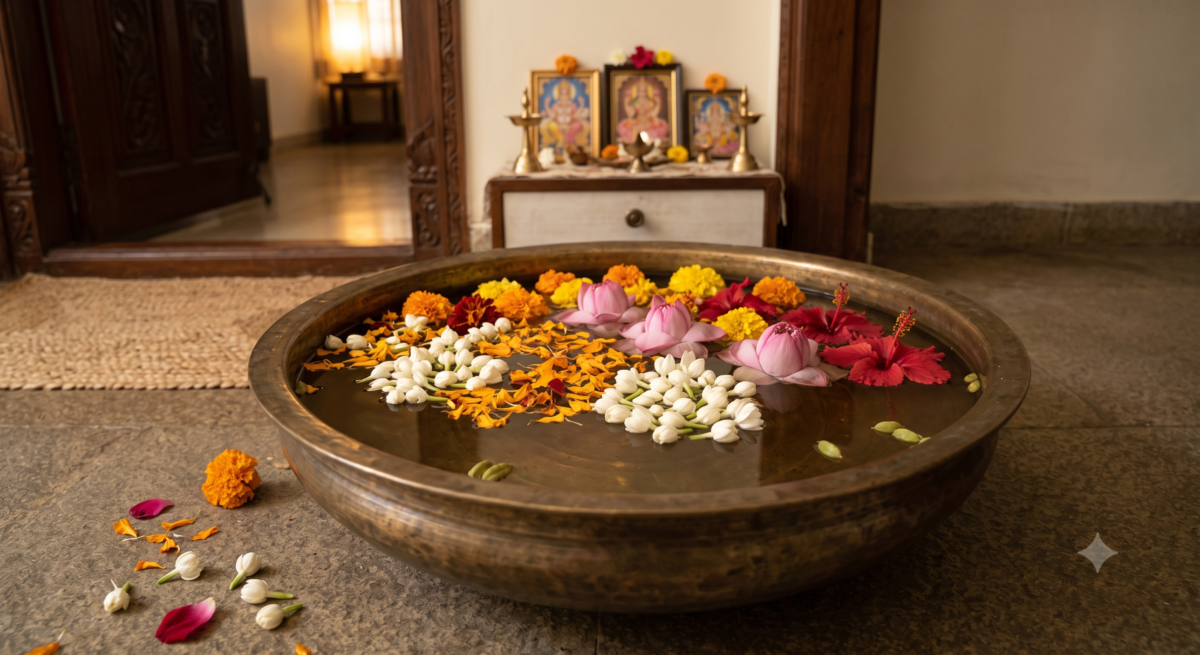 Craft a Floating Uruli Feature with Local Blossoms