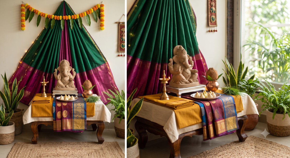 Drape the Mandir with Handloom Sarees and Dupattas