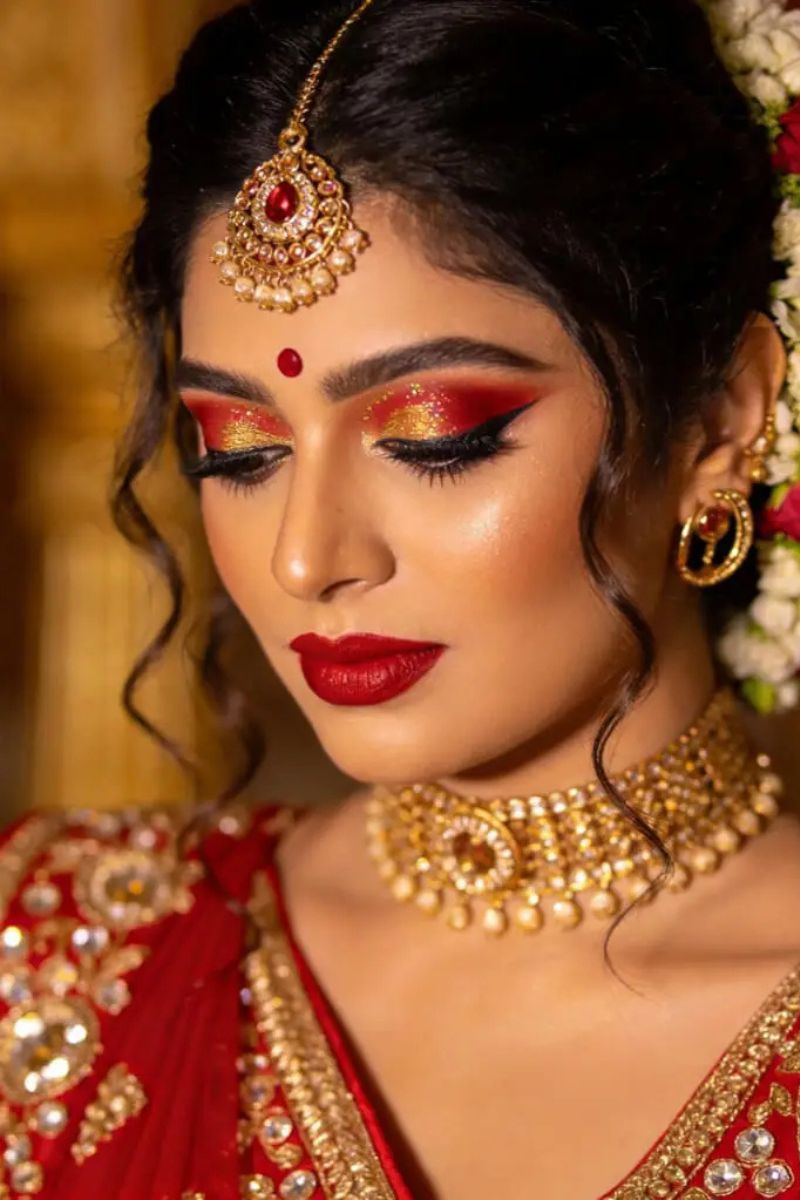 The Classic Red Lip & Sharp Winged Eyeliners